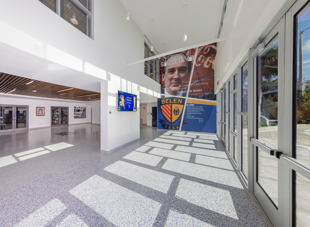 Lobby of the Belen Jesuit Innovation Ctr in Miami, FL.